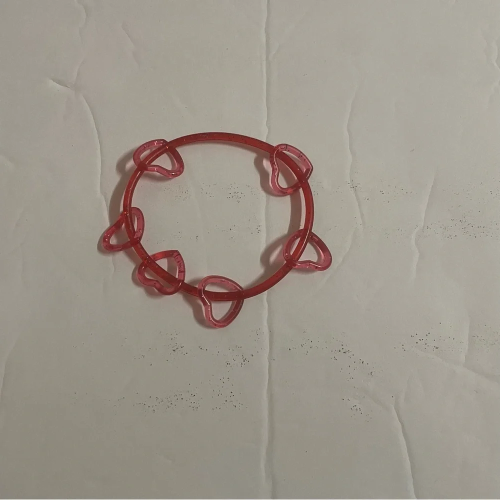 Dark Pink Hearts Kids Plastic Bracelet One Size
